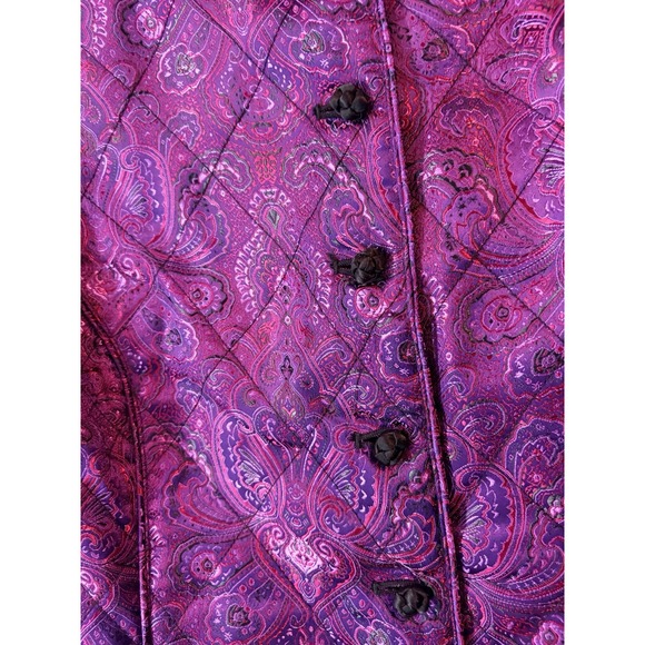 Beliza Women 10 Purple Quilted Jacket Paisley Pattern Satin Asian Boho Classic - Picture 2 of 5